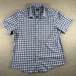 UNTUCKit Mens XL Blue Plaid Short Sleeve Button Down Shirt